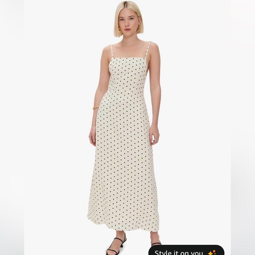 Dirty Laundry 1961 Cream Carla Polka Dot Linen Dress NWT XS
